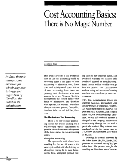 Cost Accounting Basics: - Association for Manufacturing Excellence