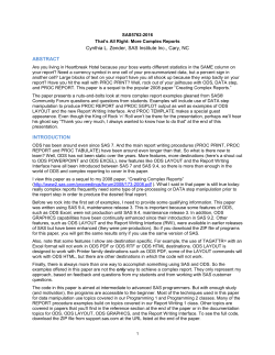 That`s All Right: More Complex Reports