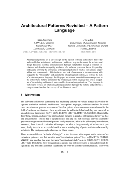 A Pattern Language - Department of computing science