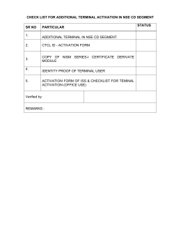 check list for additional terminal activation