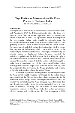 Naga Resistance Movement and the Peace Process in Northeast India