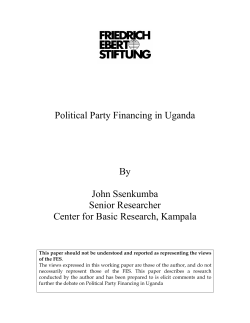 Political Party Finacing in Uganda - Bibliothek der Friedrich