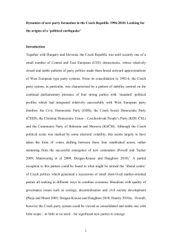 Dynamics of new party formation in the Czech Republic since 1998