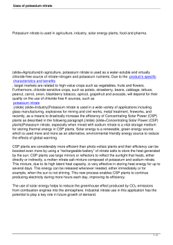 Uses of potassium nitrate - Potassium Nitrate Association