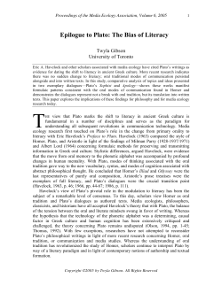 Epilogue to Plato: The Bias of Literacy