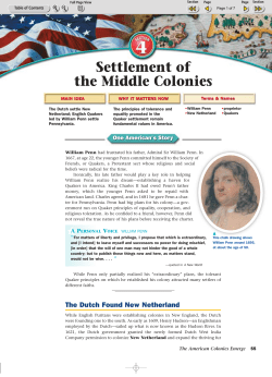 Settlement of the Middle Colonies