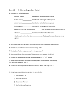 Chem 150 Problem Set Chapter 2 and Chapter 3 1. Complete the