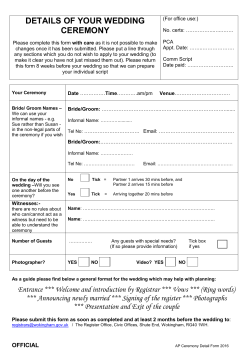 details of your ceremony form