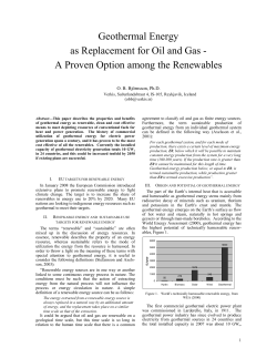 Geothermal Energy as Replacement for Oil and Gas