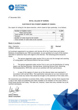 6th December 2016 ROYAL COLLEGE OF NURSING ELECTION