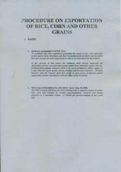 PROCEDURE ON EXPORTATION OF RICE, CORN p\ND OTHER