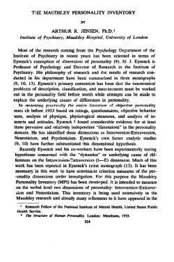 THE MAUDSLEY PERSONALITY INVENTORY ARTHUR R