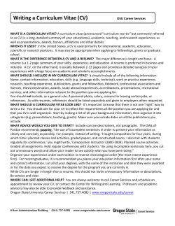 Writing a Curriculum Vitae (CV)
