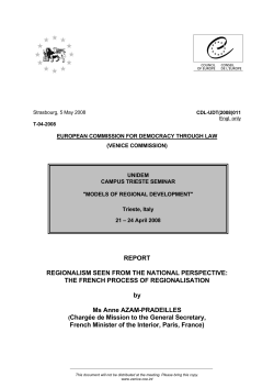 THE FRENCH PROCESS OF REGIONALISATION by Ms