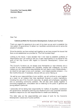 Councillor Ted Cassidy MBE Assistant Mayor Leicester