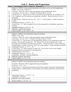 Unit 2: Ratios and Proportions