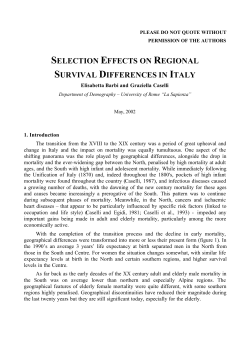selection effects on regional survival differences in italy