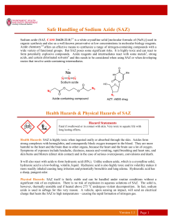 Safe Handling of Sodium Azide (SAZ) - Research Safety