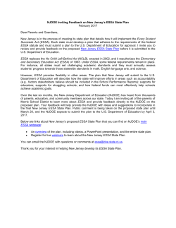 NJDOE Inviting Feedback on New Jersey`s ESSA State Plan