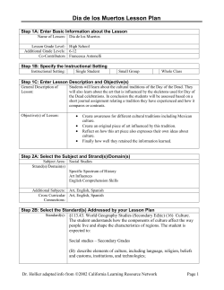 Dia de los Muertos Lesson Plan