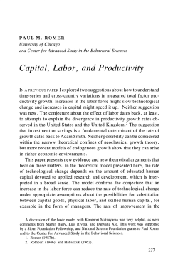 Capital, Labor, and Productivity