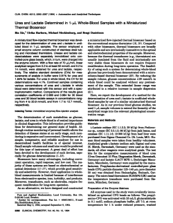 Urea and Lactate Determined in 1-pt Whole