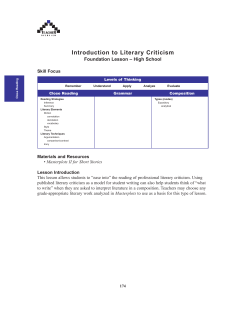 Introduction to Literary Criticism