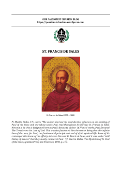 st. francis de sales - OUR PASSIONIST CHARISM