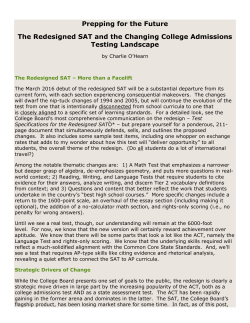 Prepping for the Future The Redesigned SAT and the Changing