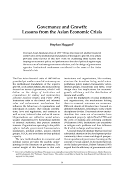 Governance and Growth: Lessons from the Asian Economic Crisis