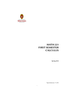 MATH 221 FIRST SEMESTER CALCULUS