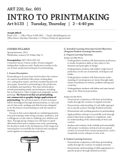 arT 220, sec. 001 INTro To PrINTmakING art b133