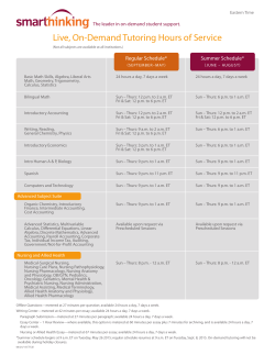Live, On-Demand Tutoring Hours of Service