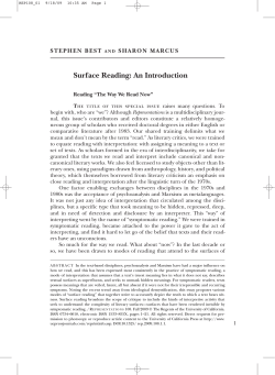 Surface Reading - Prof. Olivia Loksing Moy