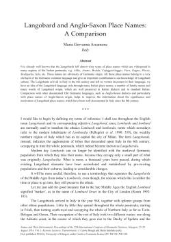 Langobard and Anglo-Saxon Place Names: A