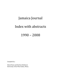 Jamaica Journal Index with abstracts 1990 &ndash; 2008