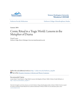 Comic Ritual in a Tragic World: Lessons in the Metaphor of Drama