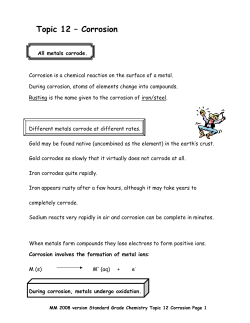 Topic 12 &ndash; Corrosion