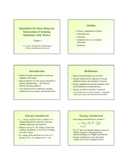 Quantities for Describing the Interaction of Ionizing Radiation with