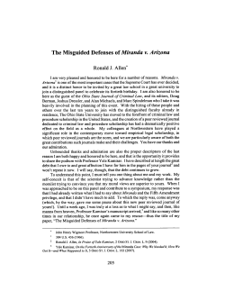 Misguided Defenses of Miranda v. Arizona, The