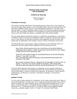 Museum Data Exchange CCO Evaluation Criteria for Scoring
