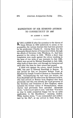 expedition of sir edmond andros to connecticut in 1687