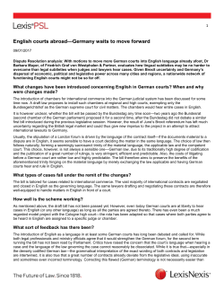 English courts abroad&mdash;Germany waits to move forward
