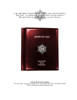 Jacksonville Jewish Foundation Book of Life