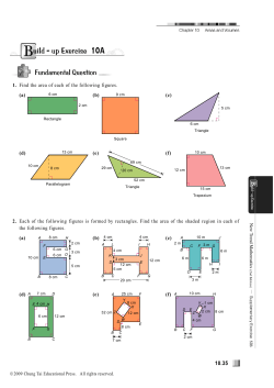 1. Find the area of each of the following figures. (a) (b) (c) (d) (e) (f) 2