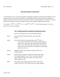 Solving Radical Equations
