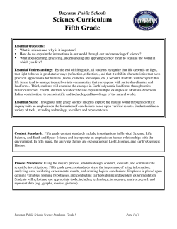 Science Curriculum Fifth Grade