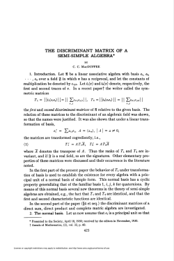 the discriminant matrix of a semi-simple algebra