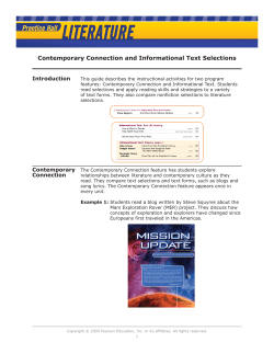 Contemporary Connection and Informational Text Selections