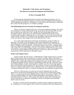 The Basis for Economic Development and World Peace